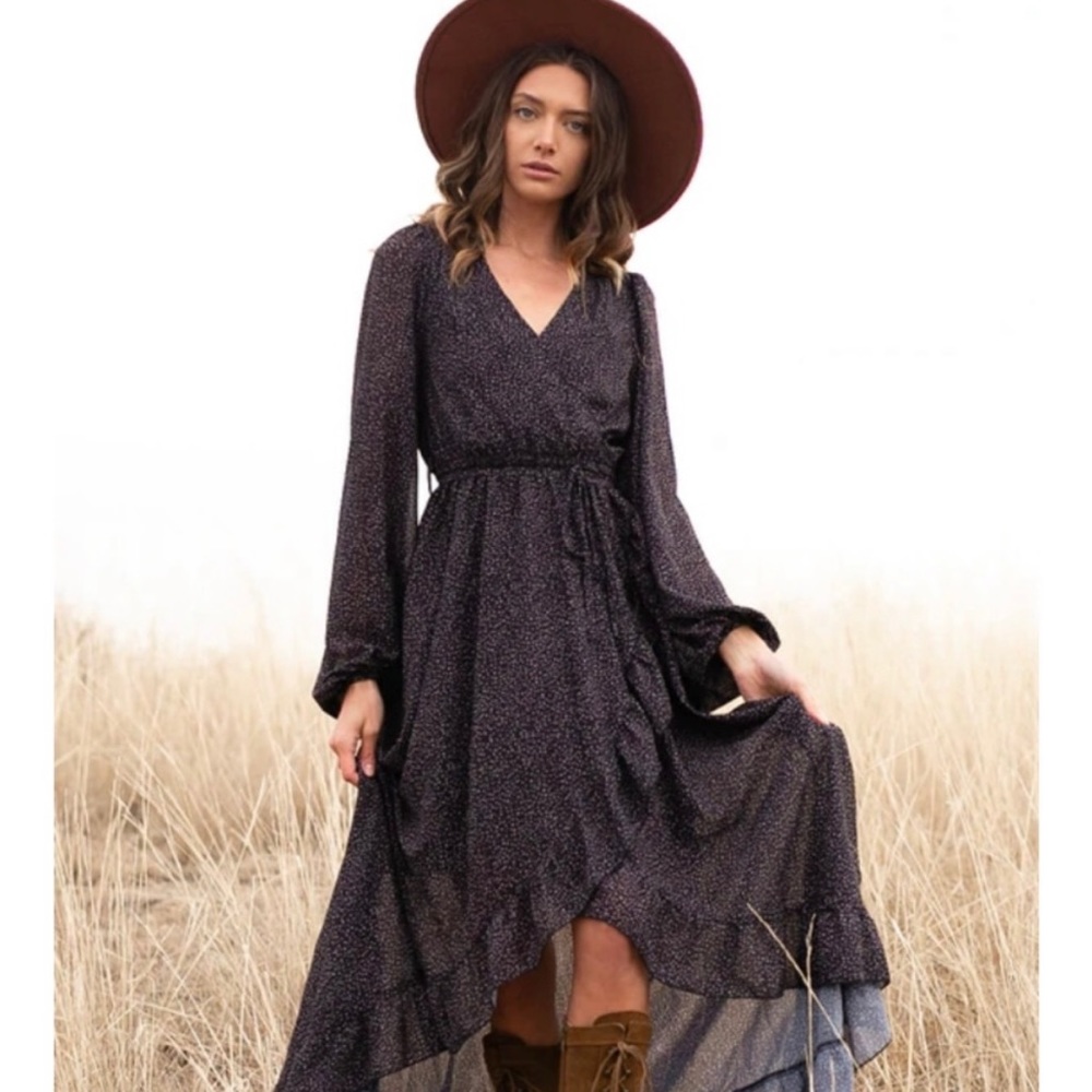 Joyfolie Ella Black Dot Dress